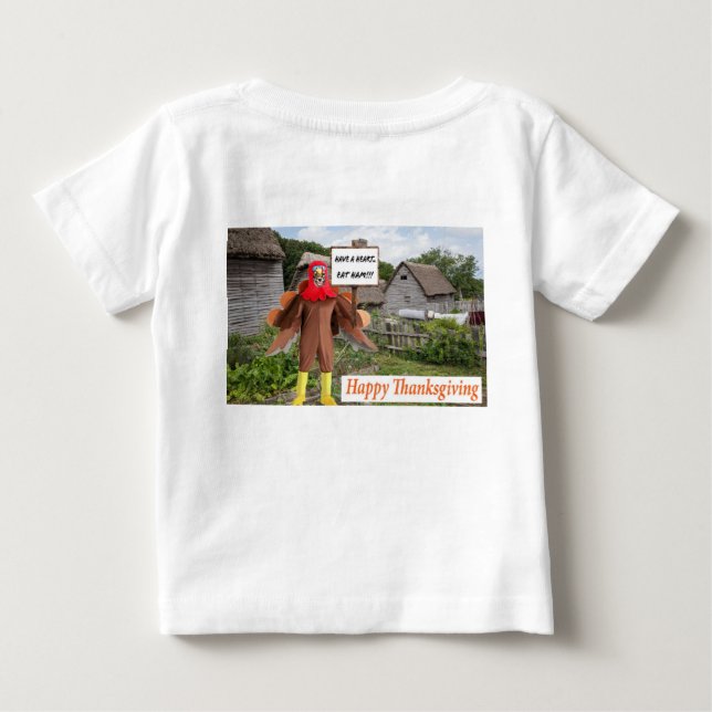 baby tee.  Happy Thanksgiving.  cheetah turkey Baby T-Shirt (Back)