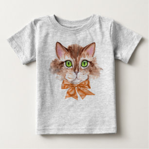 Baby Tee Shirt Boy with Cat Face