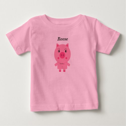Baby Tee with Cute Pink Pig