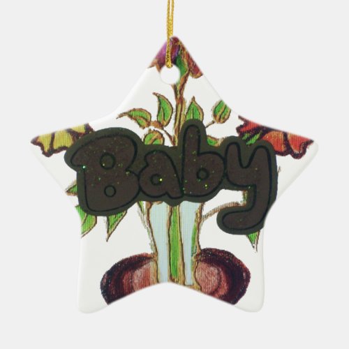 Baby text hiding plantpng ceramic ornament