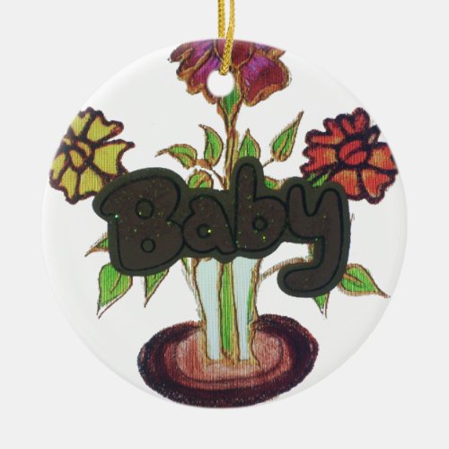 Baby text hiding plantpng ceramic ornament