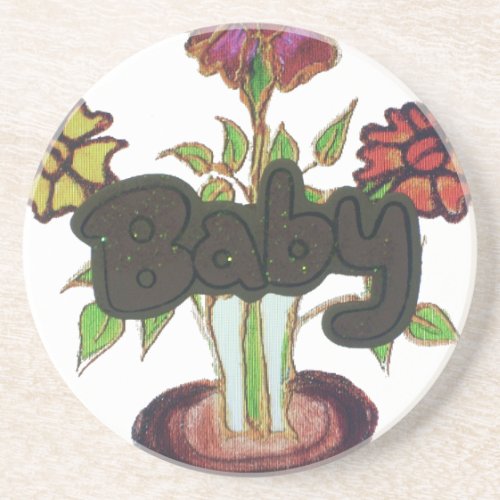 Baby text hiding plantpng drink coaster