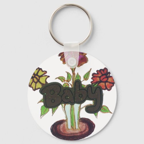 Baby text hiding plantpng keychain