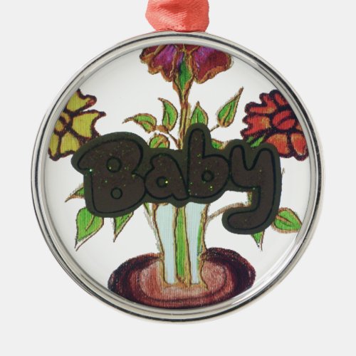 Baby text hiding plantpng metal ornament