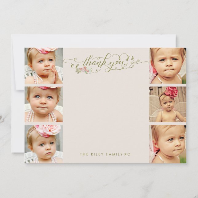 Baby Thank You 6 Photo Frame Flat Cards (Front)