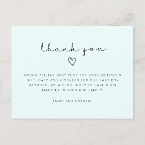 Baby thank you card birthday thank you Postcard