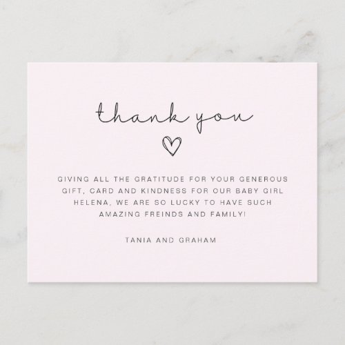 Baby thank you card birthday thank you Postcard