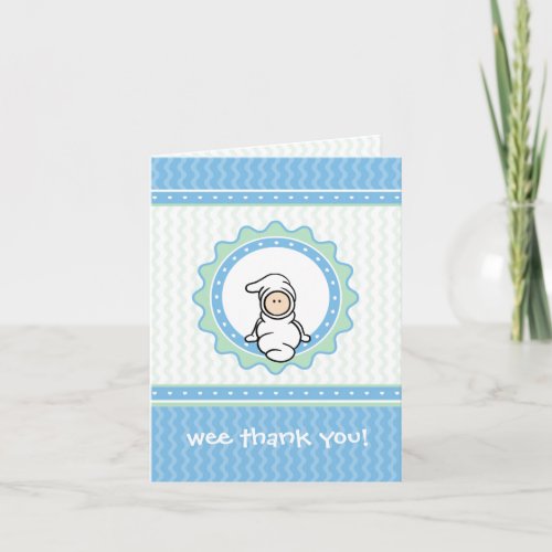 Baby Thank You Card _ bluegreen hearts ruffles