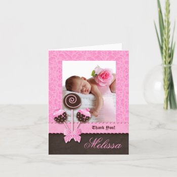 Baby Thank You Card Cake Pops Pink Cute by BabyDelights at Zazzle