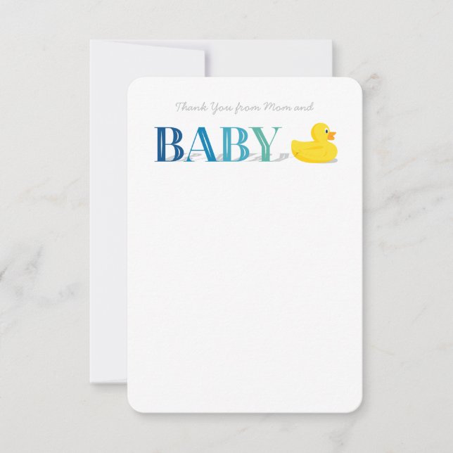 Baby Thank You Flat Note Cards Rubber Duck (Front)