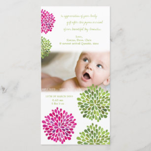 Baby Thank You Hot Pink & Green Blooms