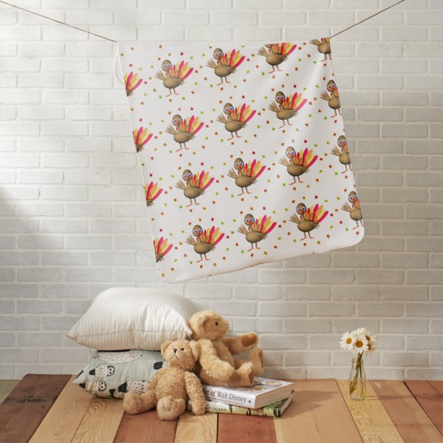 Baby Thanksgiving Turkey Stroller Blanket (In Situ)