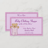 Baby Themed Business Card :: Pink/Purple Teddy (Front/Back)