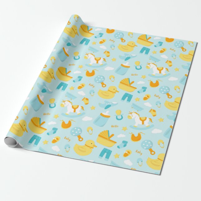 Baby themed wrapping paper (Unrolled)