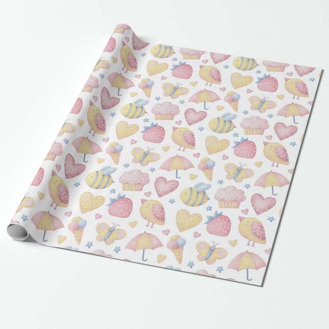 Baby themed wrapping paper (Unrolled)