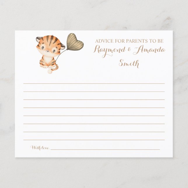 Baby Tiger | Advice for Mom & Dad Baby Shower Card Flyer (Front)