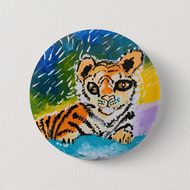Baby Tiger "Art by Kids" Button (Front)