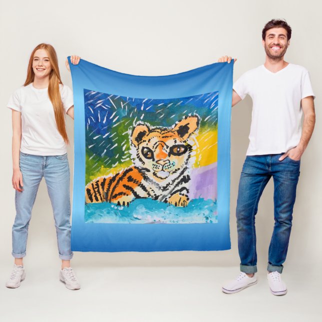 Baby Tiger "Art by Kids" Fleece Blanket (In Situ)