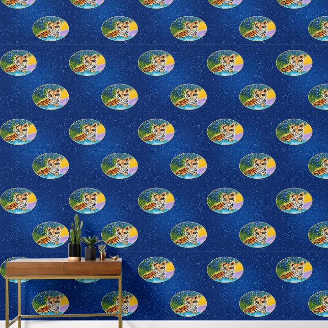 Baby Tiger Art by Kids Wallpaper (Hallway)