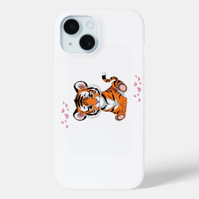 🐯Baby Tiger Art with Pink Butterflies - Case-Mate iPhone Case (Back)