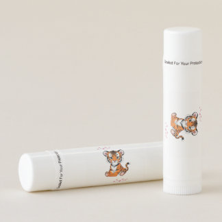 🐯Baby Tiger Art with Pink Butterflies - Lip Balm