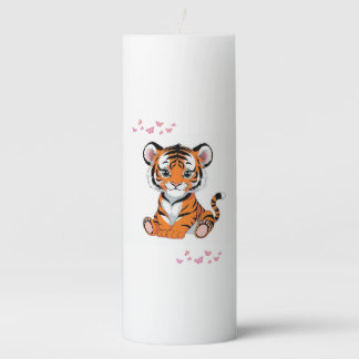 🐯Baby Tiger Art with Pink Butterflies - Pillar Candle