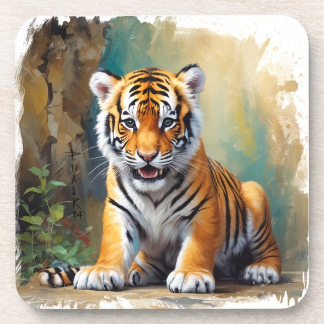 Baby Tiger  Beverage Coaster (Front)