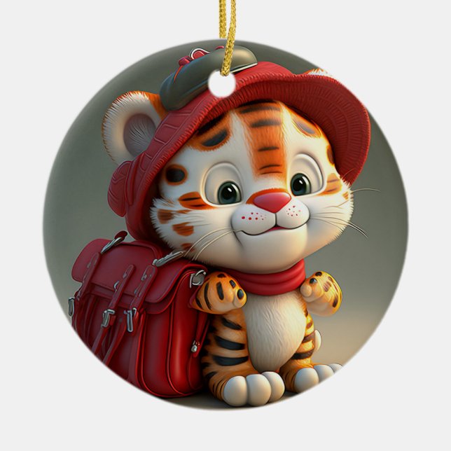 Baby Tiger Cartoon-76775 Ceramic Ornament (Front)