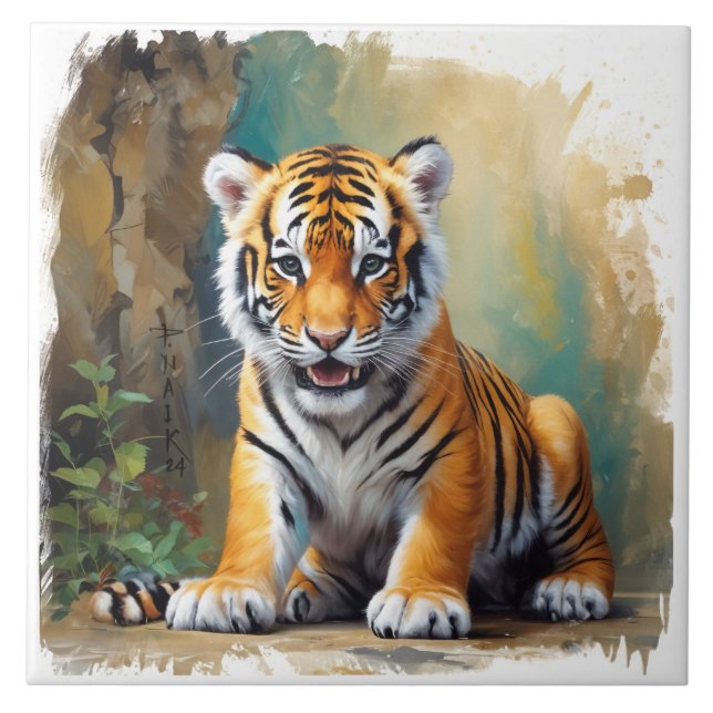 Baby Tiger  Ceramic Tile (Front)