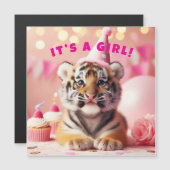 Baby Tiger Cute Baby Reveal Girl Magnet Card (Front/Back)