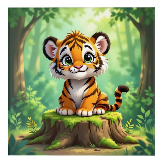 Baby Tiger | Cute Cartoon Kid's Nursery Art (Front)
