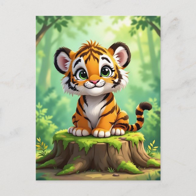 Baby Tiger | Cute Cartoon Kid's Nursery Art Postcard (Front)