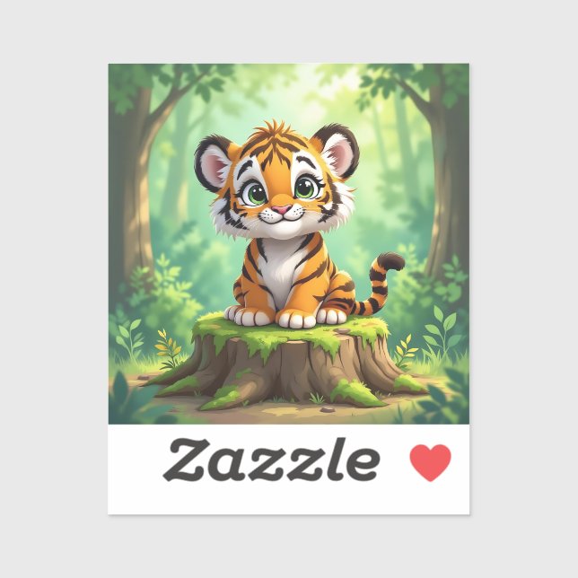 Baby Tiger | Cute Cartoon Kid's Nursery Art Sticker (Sheet)