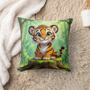 Baby Tiger Cute Cartoon Kid's Nursery Art Throw Pillow
