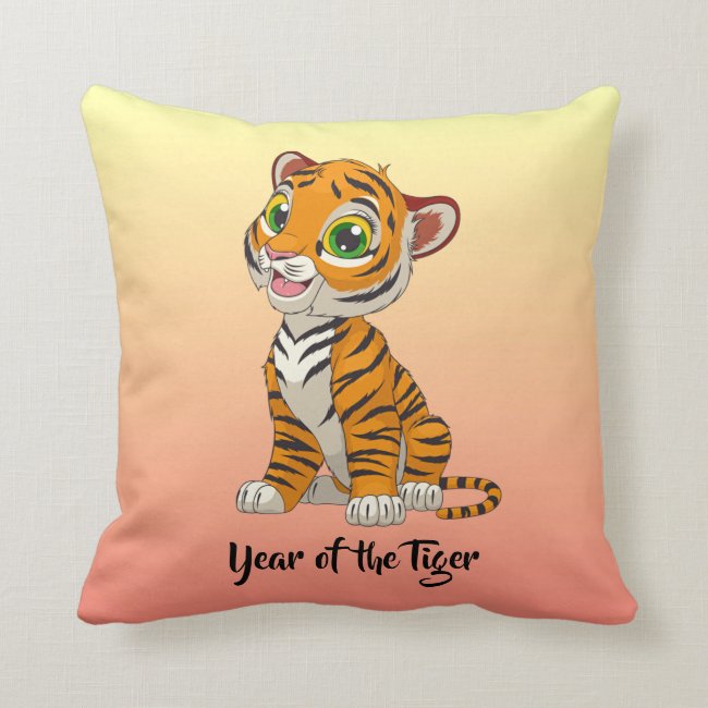 Baby Tiger Design Throw Pillow