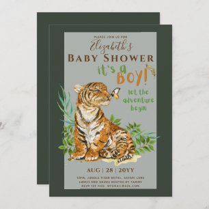Baby Tiger Gender Reveal Shower Invitations