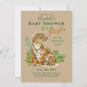 Baby Tiger Gender Reveal Shower Invitations