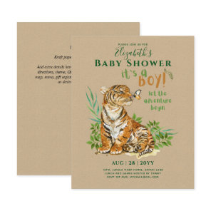 Baby Tiger Gender Reveal Shower Invitations
