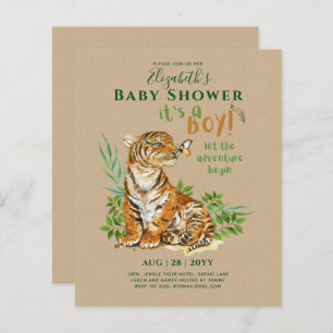Baby Tiger Gender Reveal Shower Invitations