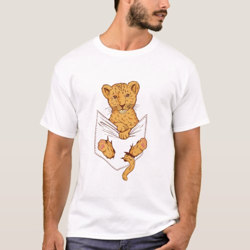 Baby Tiger In A Pouch For Predatory Cats Friends T_Shirt