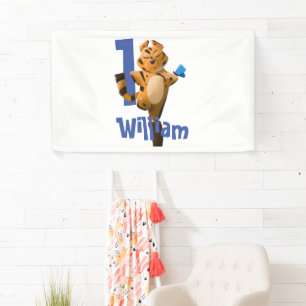 Baby Tiger Plaid First Birthday Classic Banner 