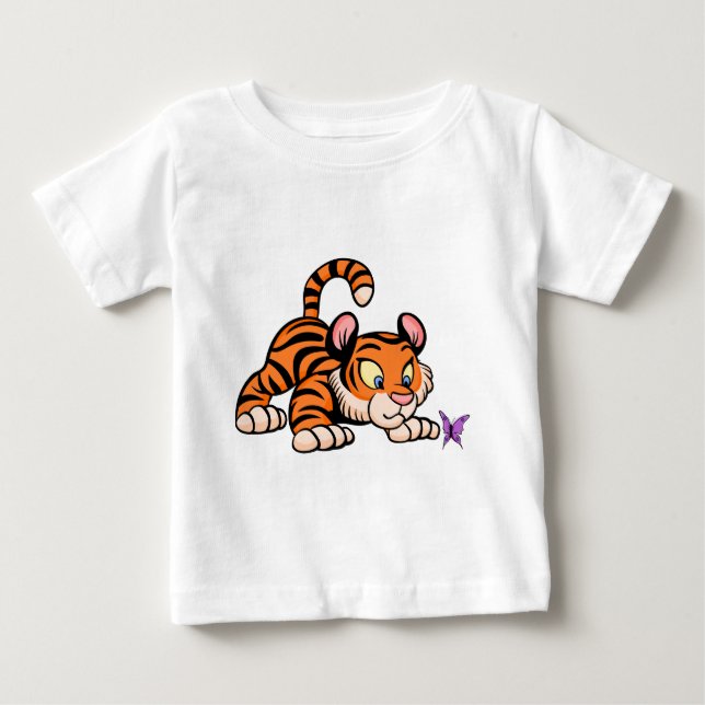 Baby Tiger with butterfly Baby T-Shirt (Front)