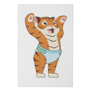 Baby Tiger with Underpants Faux Canvas Print