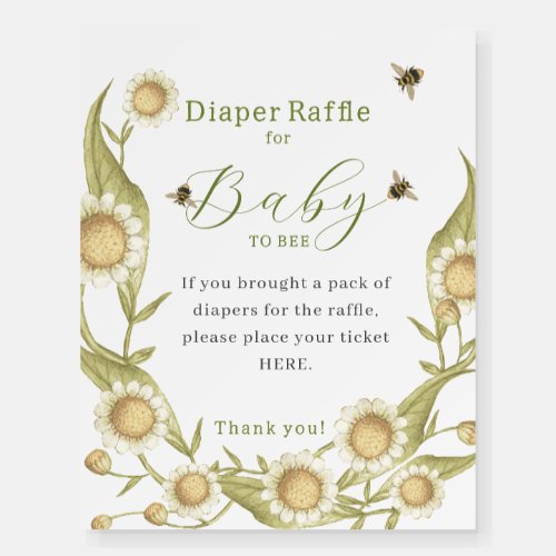 Baby to Bee Baby Shower Diaper Raffle Foam Boar Foam Board