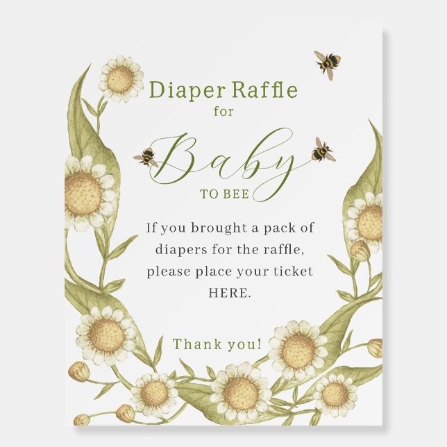 Baby to Bee Baby Shower Diaper Raffle Foam Boar Foam Board (Front)