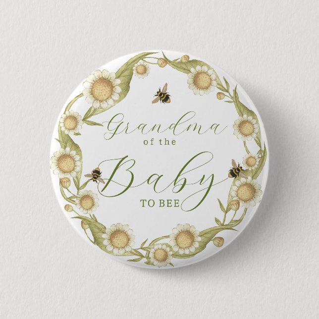 Baby to Bee Baby Shower Family Member Button (Front)