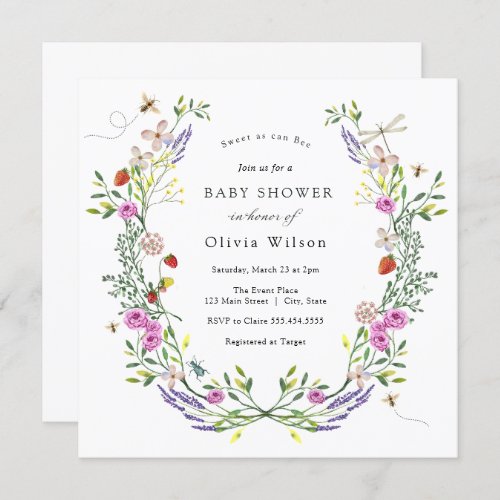 Baby to Bee Boho Floral Baby Shower Invitation