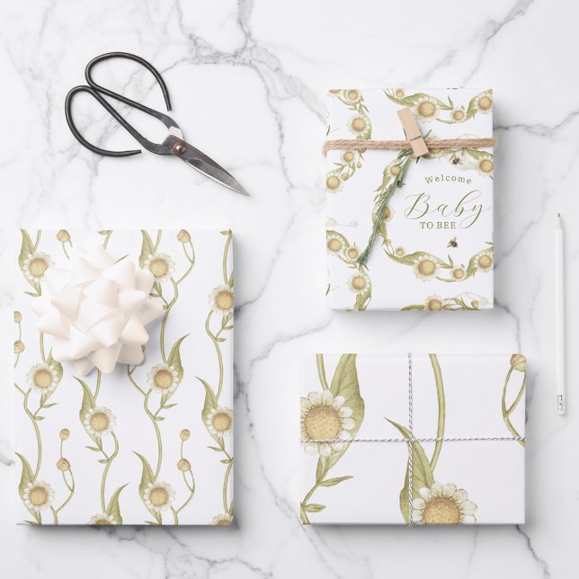 Baby to Bee Custom Daisy Chain Wrapping Paper Sheets (Creator Uploaded)