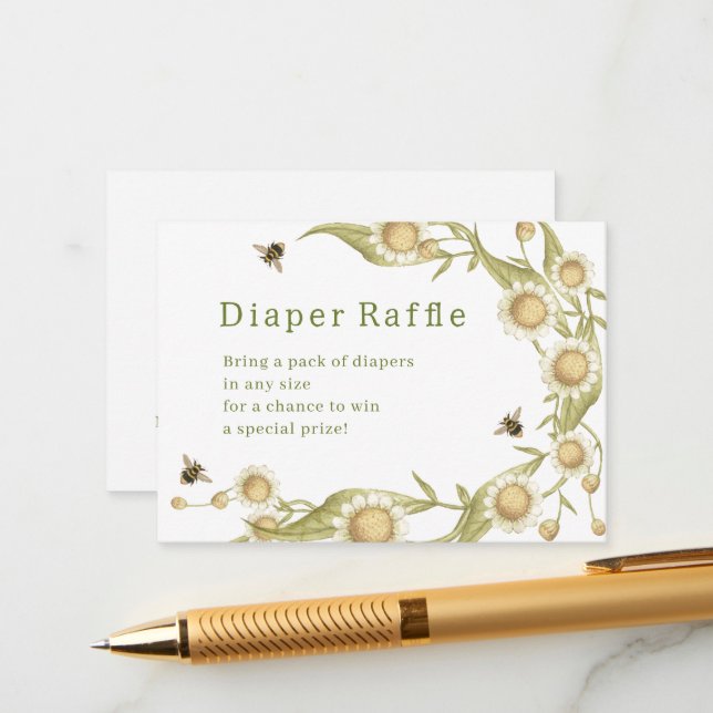 Baby to Bee Diaper Raffle Baby Shower  Enclosure Card (Front/Back In Situ)