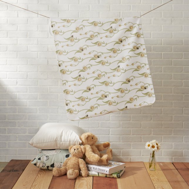 Baby to Bee Floral Green Yellow Blanket (In Situ)